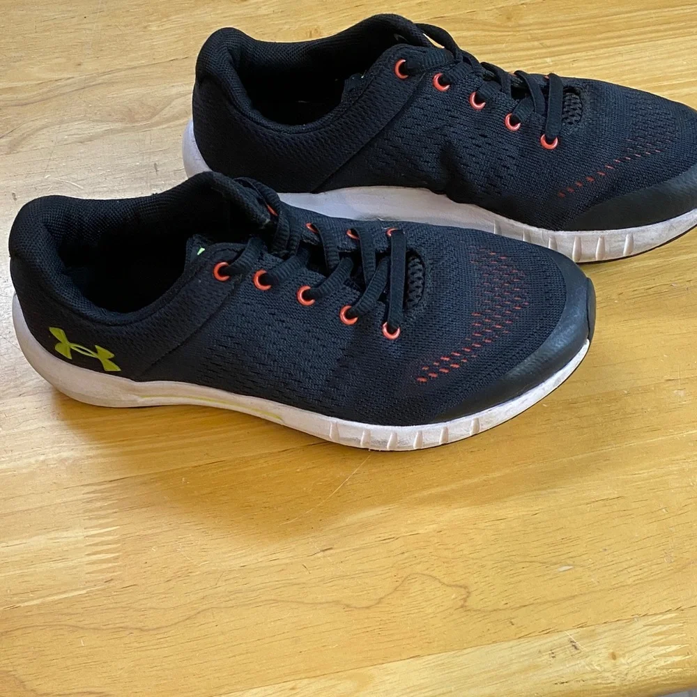Under Armour Kids' Black Athletic Sneakers with Orange Accents